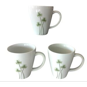Marcus Notley Ireland 2007 Set 2 Porcelain Luck of the Irish Shamrock Mugs Cups